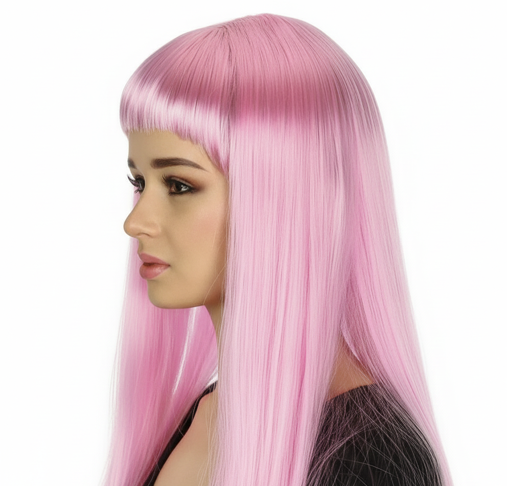 LONG WIG Straight Party Hair Costume Fringe Cosplay Fancy Dress 70cm Womens - Light Pink (22454) V563-BR-WSLWIG-LPNK_22454