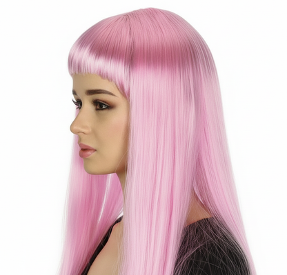 LONG WIG Straight Party Hair Costume Fringe Cosplay Fancy Dress 70cm Womens - Light Pink (22454) V563-BR-WSLWIG-LPNK_22454