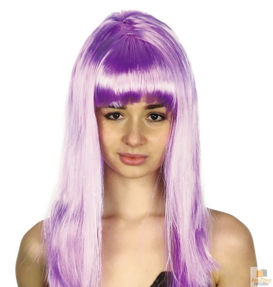 LONG WIG Straight Party Hair Costume Fringe Cosplay Fancy Dress 70cm Womens - Light Purple (22457) V563-BR-WSLWIG-LPRPLE_22457