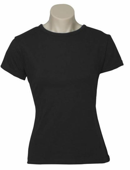 Womens Plain Ladies T SHIRT 100% COTTON Basic Tee Casual Top Size 6-24 T-Shirt - Black - 14 V563-BR-WSPSHRT-14-BLK