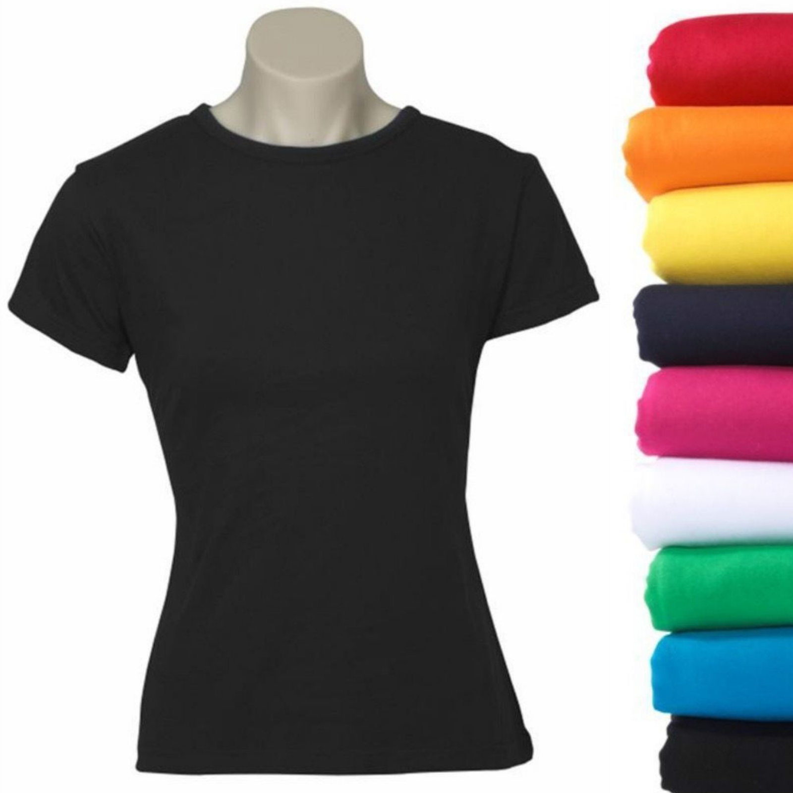Womens Plain Ladies T SHIRT 100% COTTON Basic Tee Casual Top Size 6-24 T-Shirt - Red - 22 V563-BR-WSPSHRT-22-RED