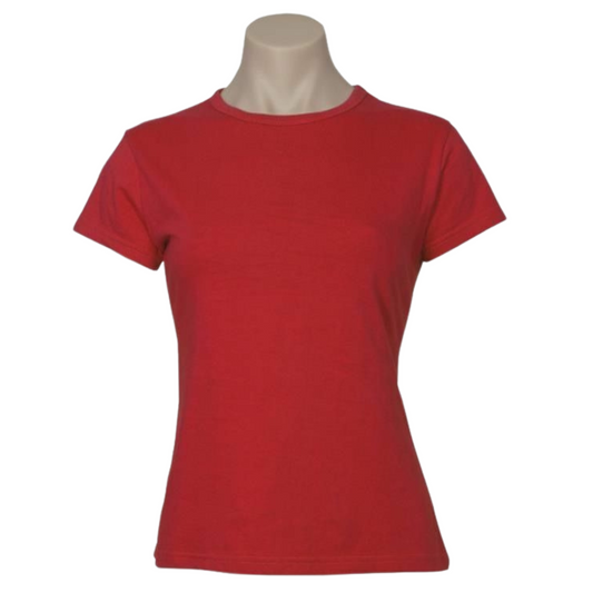 Womens Plain Ladies T SHIRT 100% COTTON Basic Tee Casual Top Size 6-24 T-Shirt - Red - 6 V563-BR-WSPSHRT-6-RED