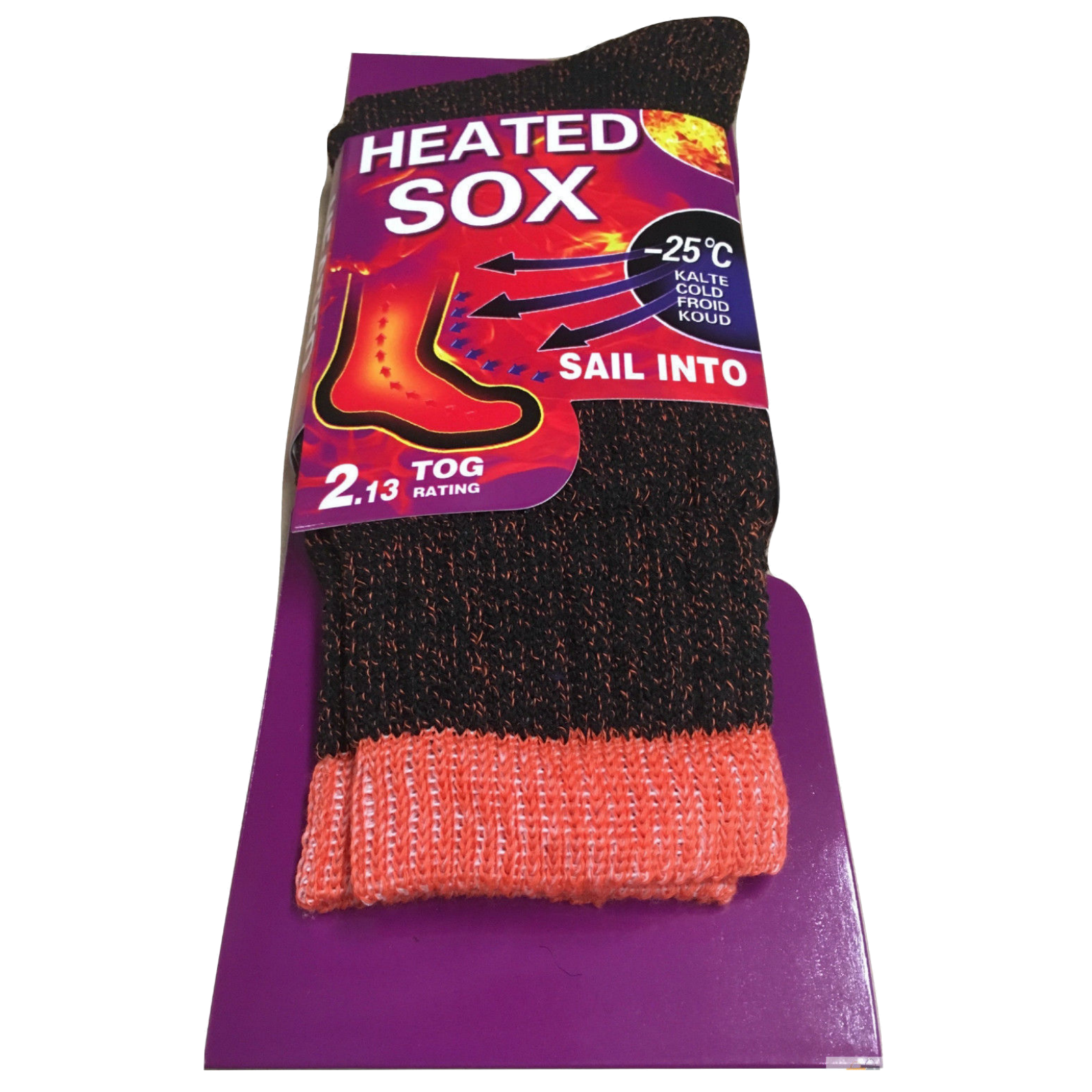 Womens Thermal Heated Socks Warm Winter Work Ski Comfort Socks 1 Pair - Assorted - UK 9-11 (EU 37-42) V563-BR-WTHSOCK-UK4-8