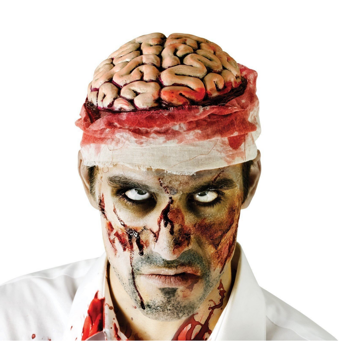 Zombie Brain Skull Cap Costume Halloween Bloody Headpiece Fancy Dress Bandage V563-BR-ZOMBIEBRAINCAP