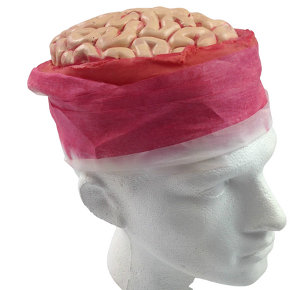 Zombie Brain Skull Cap Costume Halloween Bloody Headpiece Fancy Dress Bandage V563-BR-ZOMBIEBRAINCAP