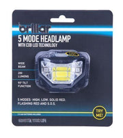 5 Mode Headlamp COB LED Technology Wide Beam Light Adjustable Headband 90 degree Running V563-BR0030
