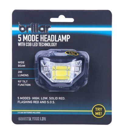 5 Mode Headlamp COB LED Technology Wide Beam Light Adjustable Headband 90 degree Running V563-BR0030