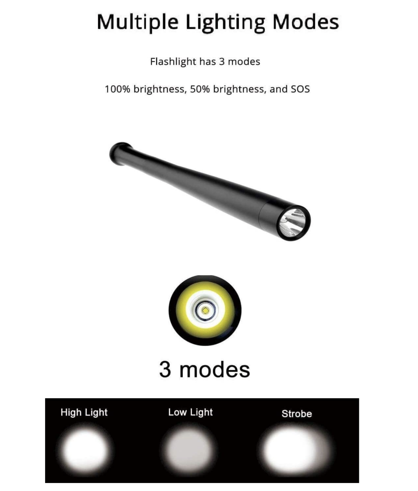 Baseball Bat LED Flashlight Super Bright Baton Torch Emergency Security Tools in Assorted Colours V563-BR0034