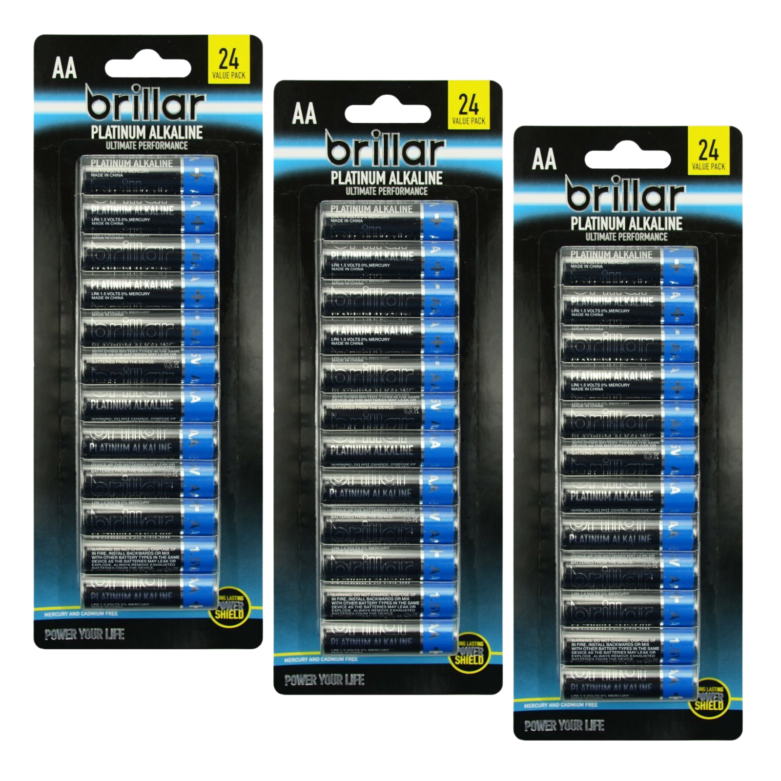 3 Packs of 24 Brillar AA Platinum Alkaline Batteries Long Lasting Power Home V563-BR0063_3X
