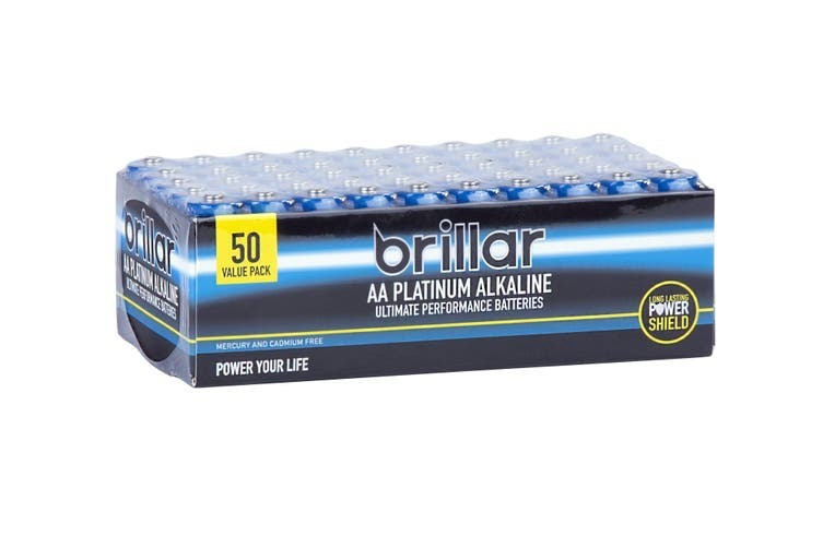 Brillar AA Platinum Alkaline Ultimate Performance Batteries - 50 PCS V563-BR0067_1PK