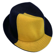 Mens Wool Trilby Hat Warm Winter Fedora Brim - Yellow/Navy Blue - Large V563-BR188-L