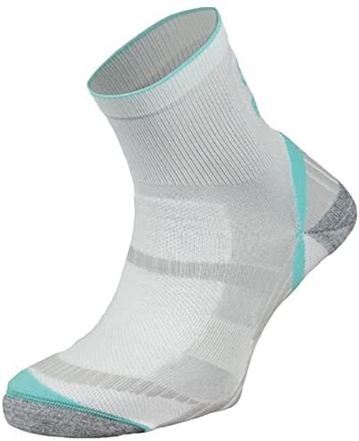 BRBL Atlas Socks Hiking Trekking Trail Run Outdoor Camping MADE IN ITALY Crew - White/Aqua - L V563-BRBL-ATLASSOX-WHT_AQUA-L