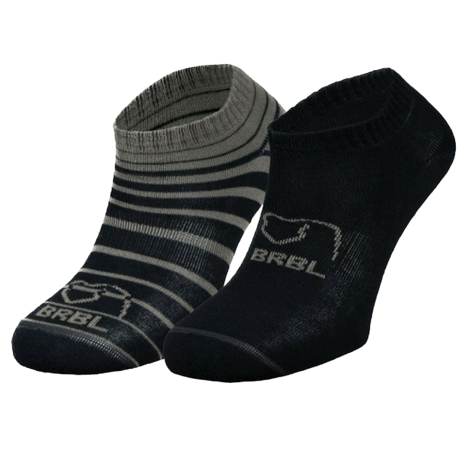 2pk BRBL Baloo Ankle Socks Low Cut MADE IN ITALY - Dark Grey/Mid Grey - L V563-BRBL-BALLOO2PK-DGRY-L