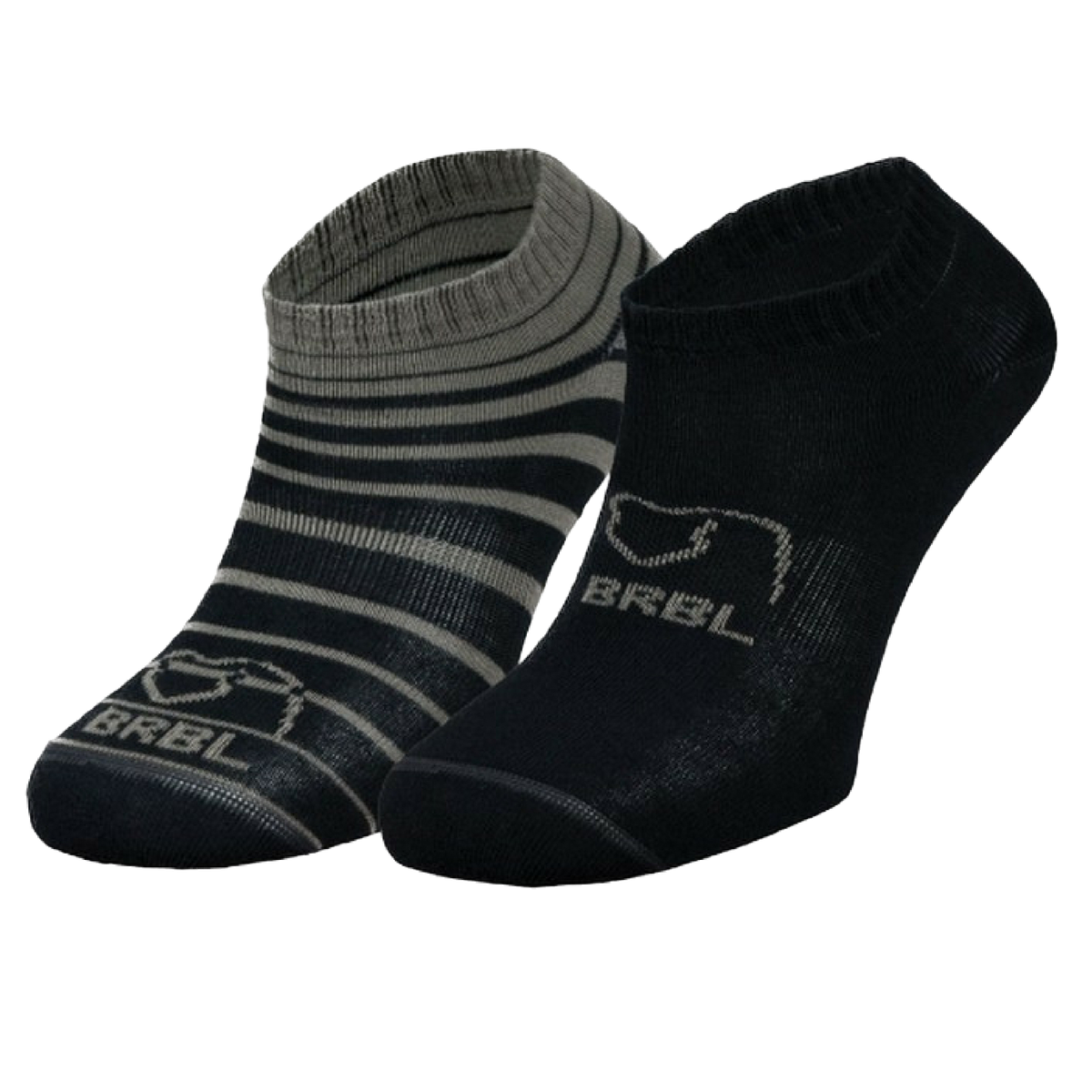 2pk BRBL Baloo Ankle Socks Low Cut MADE IN ITALY - Dark Grey/Mid Grey - L V563-BRBL-BALLOO2PK-DGRY-L