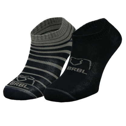 2pk BRBL Baloo Ankle Socks Low Cut MADE IN ITALY - Dark Grey/Mid Grey - L V563-BRBL-BALLOO2PK-DGRY-L