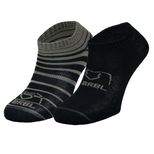 2pk BRBL Baloo Ankle Socks Low Cut MADE IN ITALY - Dark Grey/Mid Grey - L V563-BRBL-BALLOO2PK-DGRY-L