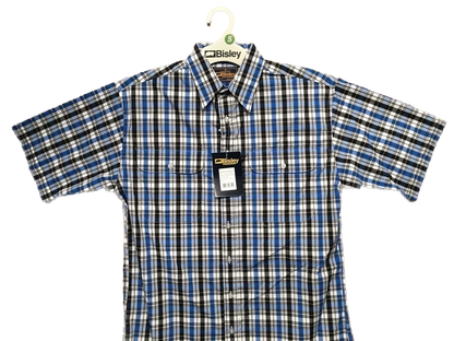 BISLEY SHORT SLEEVE SHIRT Everyday Casual Business Work Cotton Blend Check - BS2572_CBLK (BLK) - S V563-BS-BS2572_CBLKBLK-S