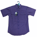 Bisley Mens Short Sleeve Check Shirt Checkered Cotton Blend Casual Business Work - Navy - S V563-BS2858_CBDE-S