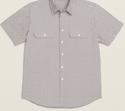 Bisley Mens Short Sleeve Check Shirt Checkered Cotton Blend Casual Business Work - Burgundy - L V563-BS2880_CPPO-L