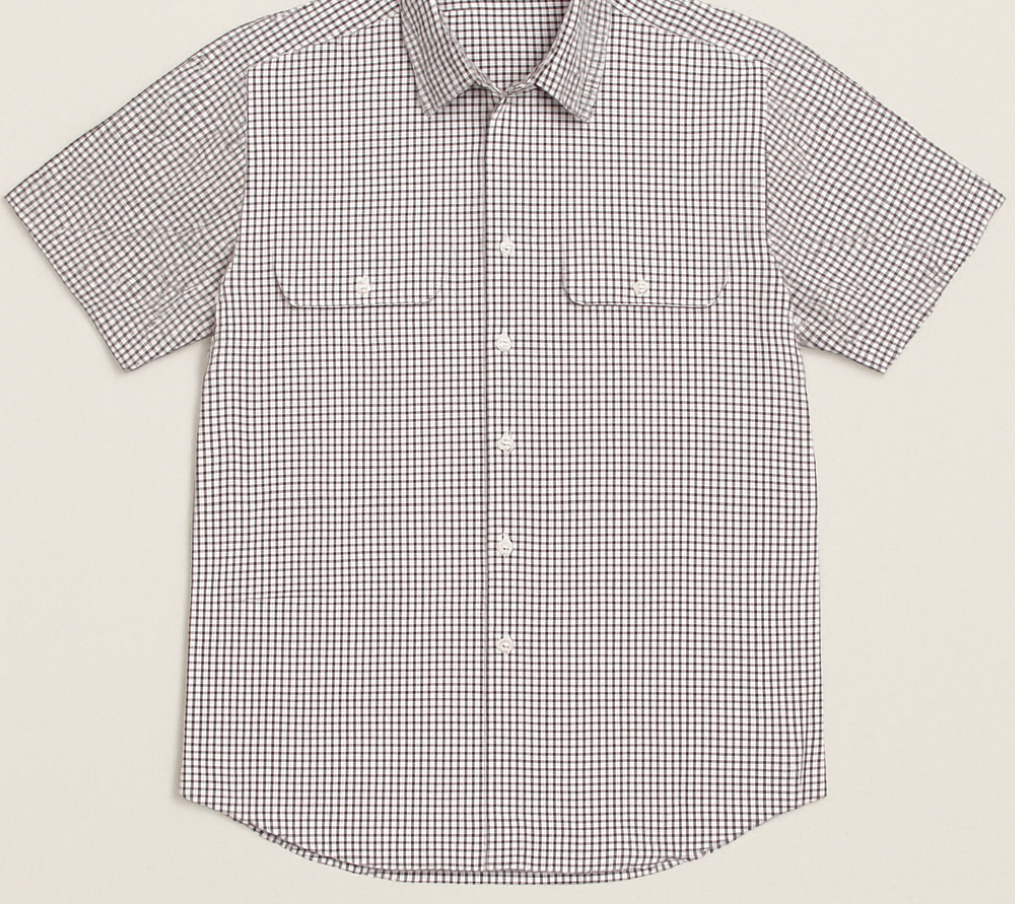 Bisley Mens Short Sleeve Check Shirt Checkered Cotton Blend Casual Business Work - Burgundy - L V563-BS2880_CPPO-L