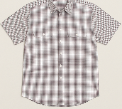 Bisley Mens Short Sleeve Check Shirt Checkered Cotton Blend Casual Business Work - Burgundy - L V563-BS2880_CPPO-L