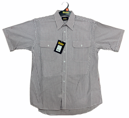 Bisley Mens Short Sleeve Check Shirt Checkered Cotton Blend Casual Business Work - Burgundy - M V563-BS2880_CPPO-M