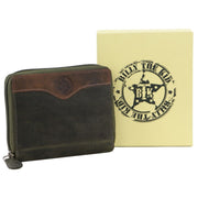 Billy The Kid Leather Wallet with Zip & Coin Pocket in Olive V563-BTK-25