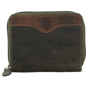 Billy The Kid Leather Wallet with Zip & Coin Pocket in Olive V563-BTK-25