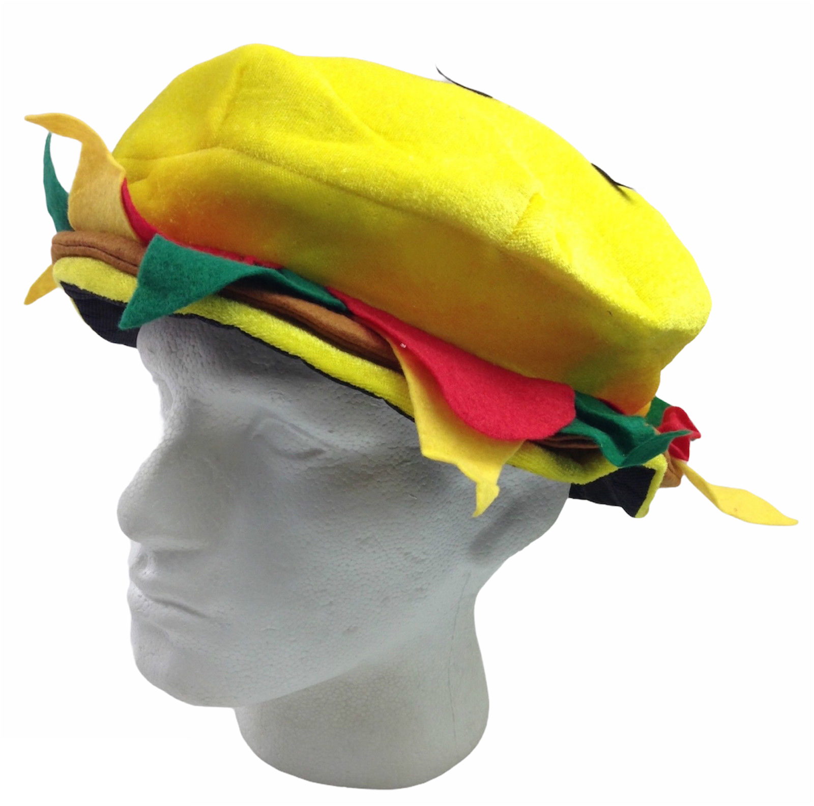 BURGER HAT Costume Party Adult Unisex Novelty Cap Funny Fast Food Hamburger V563-BURGERHAT