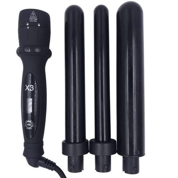 H2D X3 Professional Hair Curling Wand Ceramic Curler Roller - Black V563-BX3