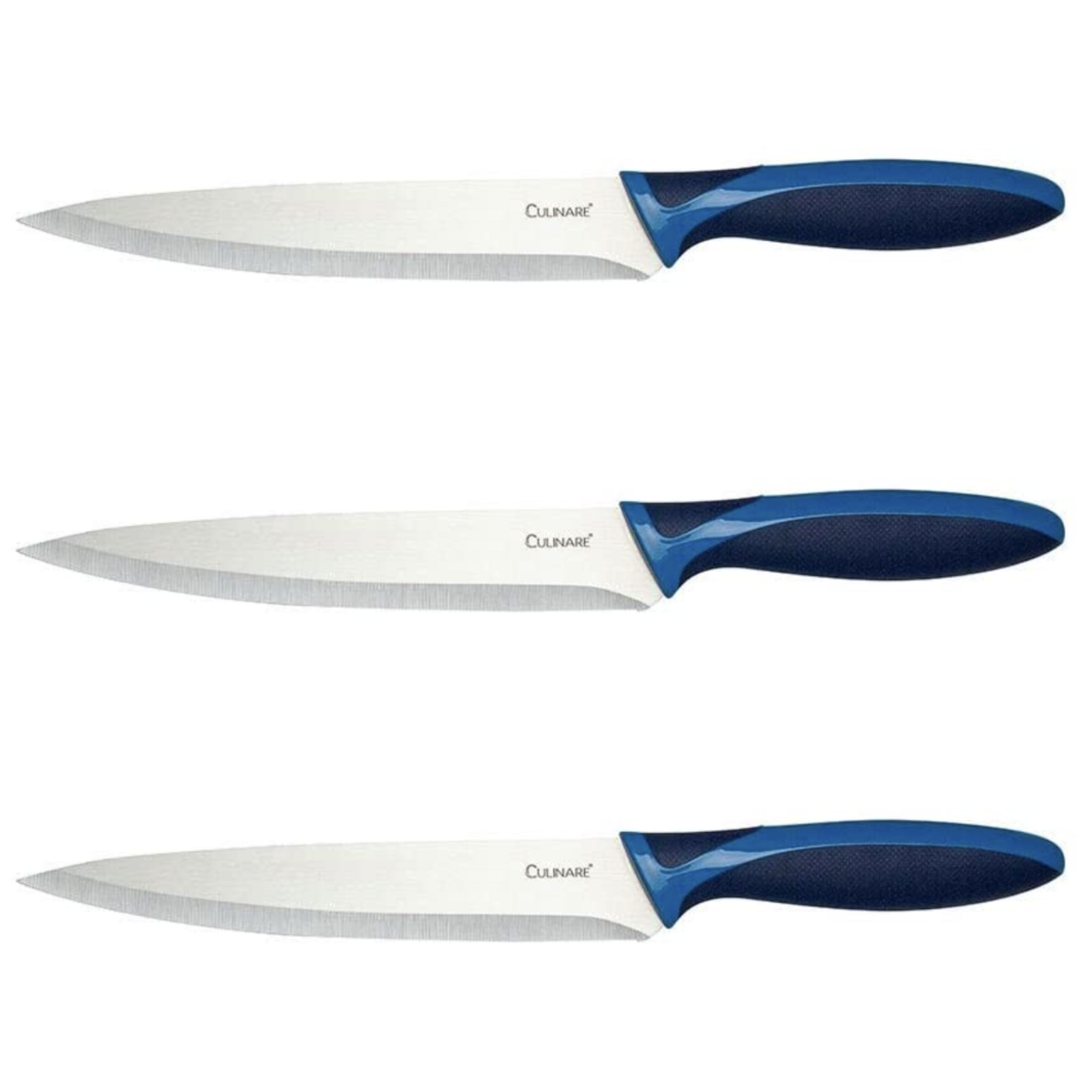 3Pc Set 19.5cm Culinare Stainless Steel Carving Knife With Blue Blade Cover V563-C33014-CARVING-3PC