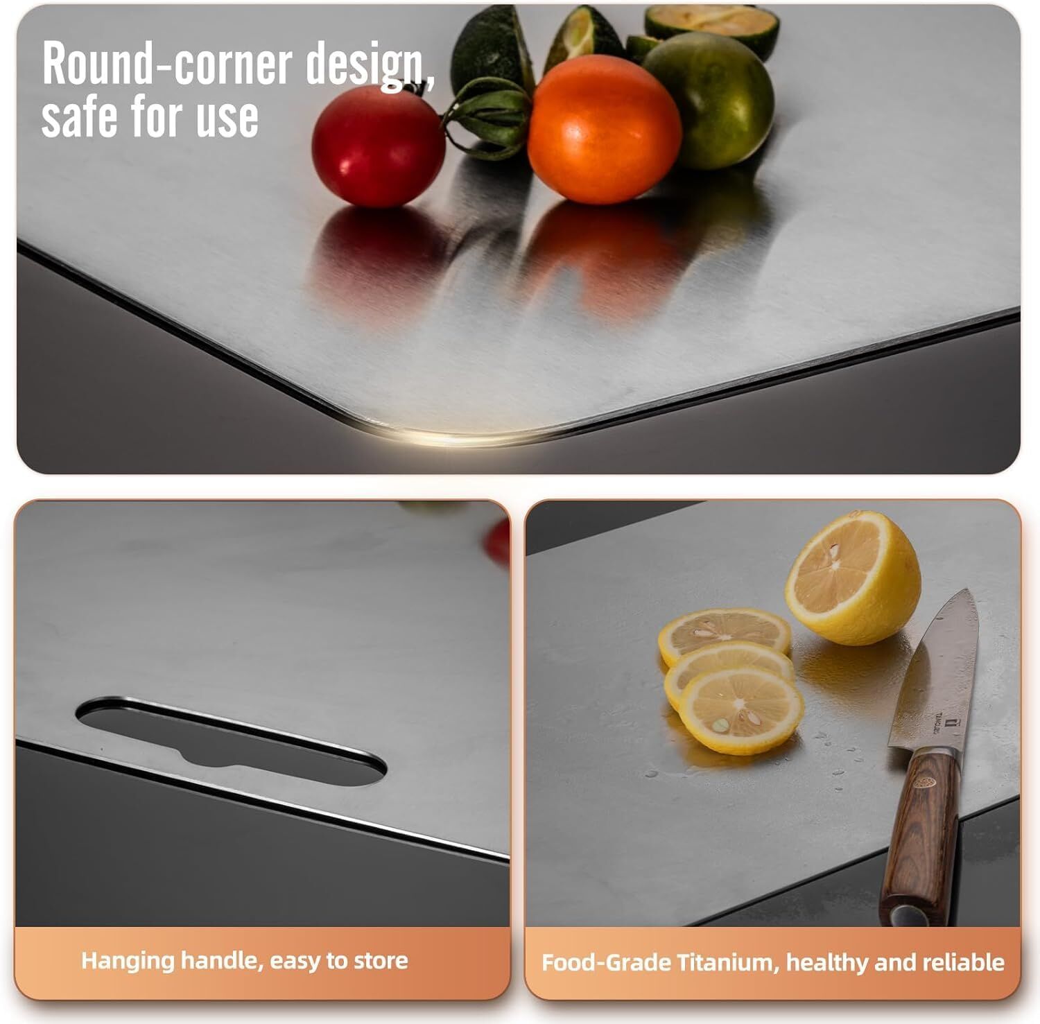 Stainless Titanium Steel Anti-Bacterial Mildew-Proof Cutting Chopping Board 23 x 34cm V563-CF482228