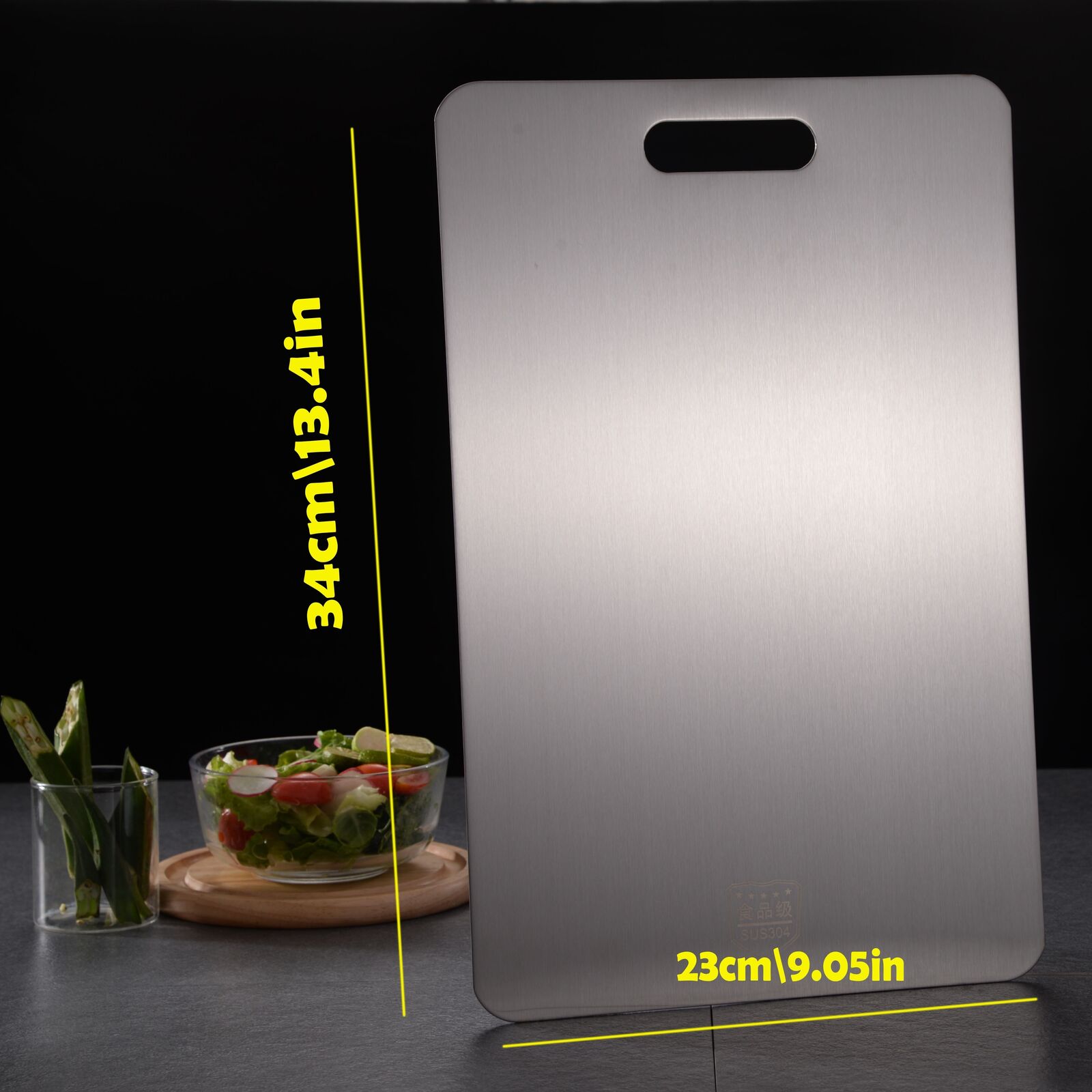 Stainless Titanium Steel Anti-Bacterial Mildew-Proof Cutting Chopping Board 23 x 34cm V563-CF482228