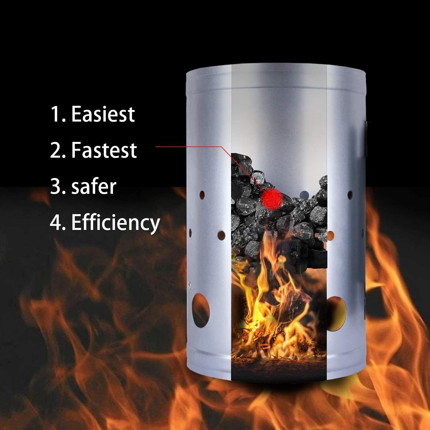 Large Chimney Starter Firewood Quick Rapid Charcoal Lighter Stove For Barbecue V563-CHARCOAL-STARTER