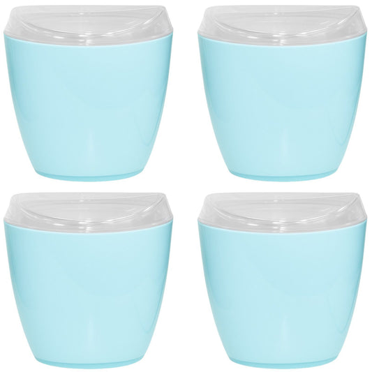 4x Oval Swing Top Waste Rubbish Bin Acrylic Lightweight Compact Bathroom Office in Blue V563-CHB5140BIN-BLUE_4X