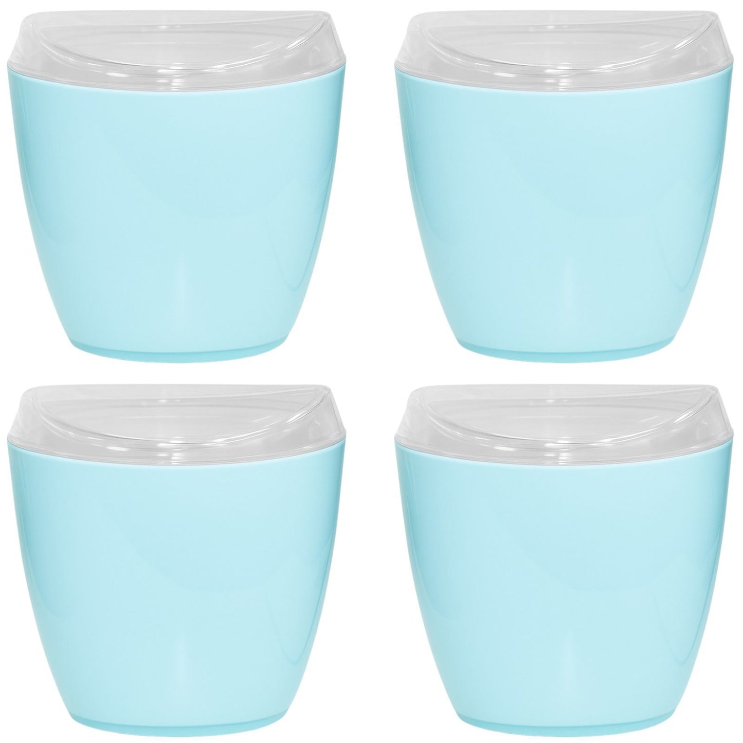 4x Oval Swing Top Waste Rubbish Bin Acrylic Lightweight Compact Bathroom Office in Blue V563-CHB5140BIN-BLUE_4X
