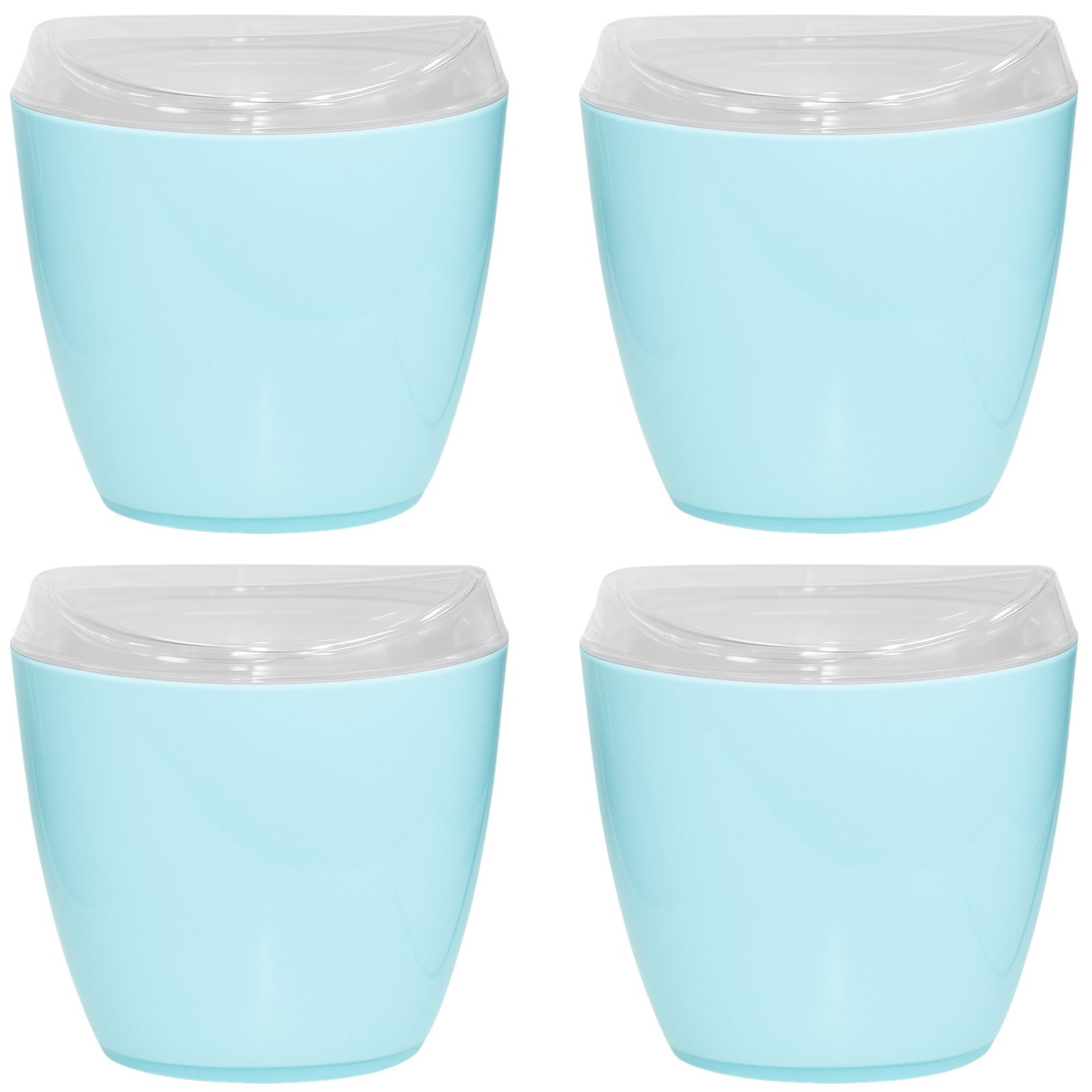 4x Oval Swing Top Waste Rubbish Bin Acrylic Lightweight Compact Bathroom Office in Blue V563-CHB5140BIN-BLUE_4X