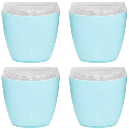 4x Oval Swing Top Waste Rubbish Bin Acrylic Lightweight Compact Bathroom Office in Blue V563-CHB5140BIN-BLUE_4X