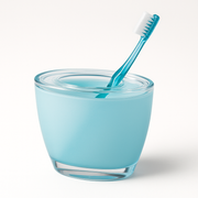 Oval Toothbrush Holder Blue Acrylic Lightweight Compact Bathroom Organiser V563-CHB5140TH-BLUE