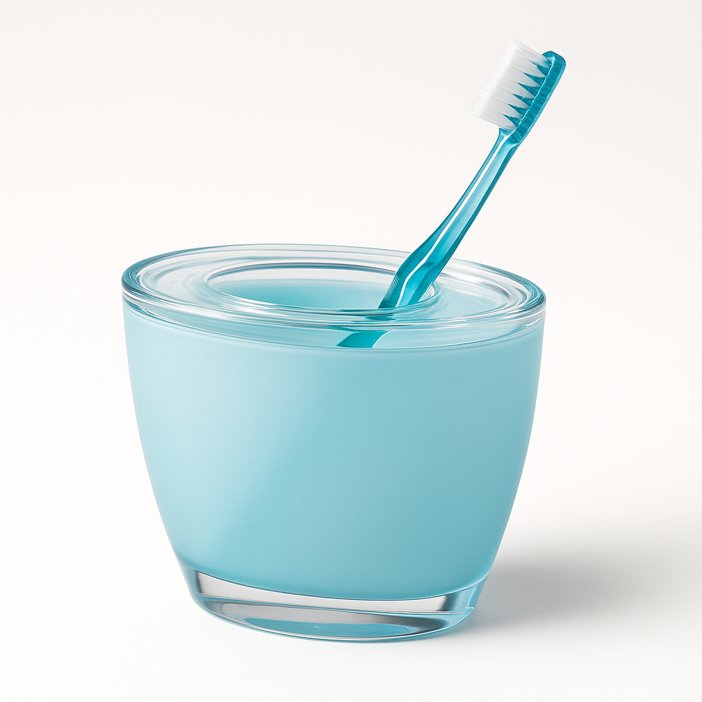 Oval Toothbrush Holder Blue Acrylic Lightweight Compact Bathroom Organiser V563-CHB5140TH-BLUE