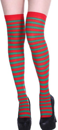 Christmas Over The Knee Socks Red Green Xmas Candy Cane Striped Socks Elf V563-CHRISTMAS_OVERTHEKNEESOCK