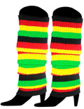 RAINBOW LEG WARMERS High Knitted Womens Neon Party Knit Ankle Socks 80s Dance - Indigenous Colours V563-CHUNKYRAINBOWLW-INDGENOUS