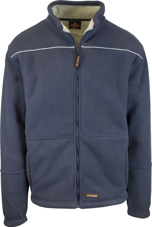 Mens Full Zip Sherpa Polar Fleece Jumper Lined Warm Winter Jacket Pullover - M V563-CJ35-NVY-M
