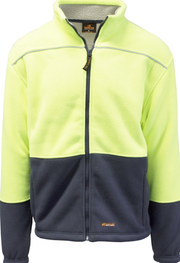 HI VIS Polar Fleece Sherpa Jacket Full Zip Thick Lined Winter Safety Jumper - Yellow - S V563-CJ35-YLW-S