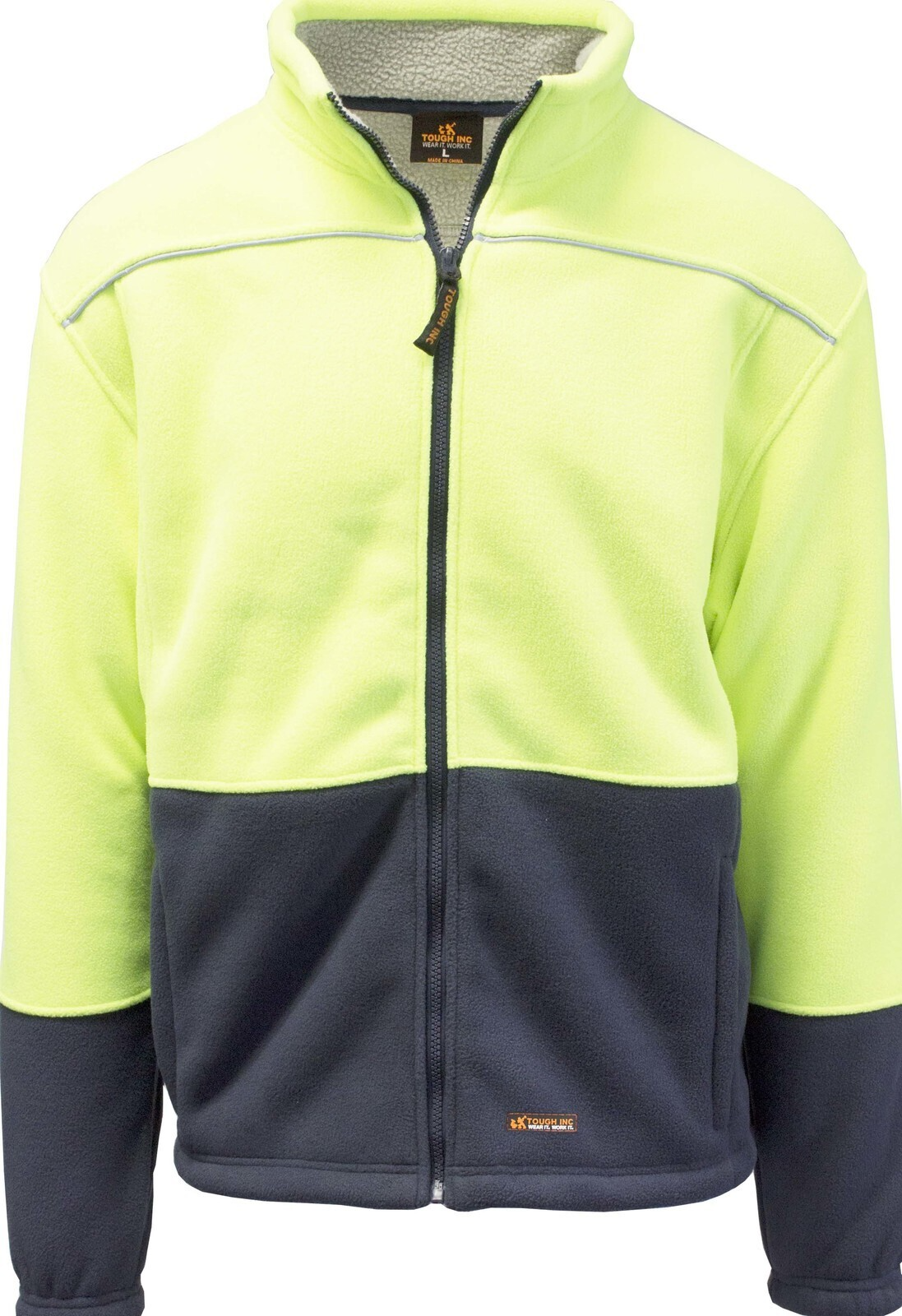 HI VIS Polar Fleece Sherpa Jacket Full Zip Thick Lined Winter Safety Jumper - Yellow - S V563-CJ35-YLW-S