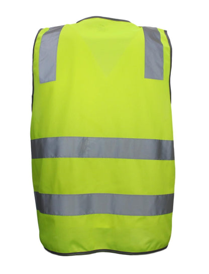 Hi Vis Safety Vest Reflective Tape Zip Up Workwear Pocket High Visibility in Yellow - M V563-CL-033-YLW-M