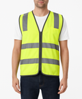 Hi Vis Safety Vest Reflective Tape Zip Up Workwear Pocket High Visibility in Yellow - M V563-CL-033-YLW-M