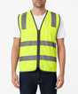 Hi Vis Safety Vest Reflective Tape Zip Up Workwear Pocket High Visibility in Yellow - M V563-CL-033-YLW-M