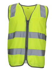 Hi Vis Safety Vest Reflective Tape Zip Up Workwear Pocket High Visibility in Yellow - M V563-CL-033-YLW-M