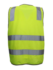 Hi Vis Safety Vest Reflective Tape Zip Up Workwear Pocket High Visibility in Yellow - M V563-CL-033-YLW-M